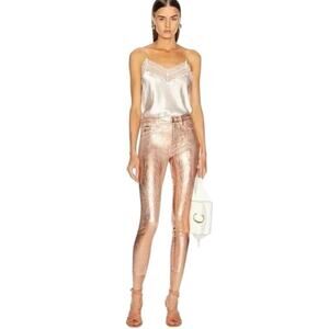 L’AGENCE Margot High Rise Skinny METALLIC PETAL ROSE GOLD